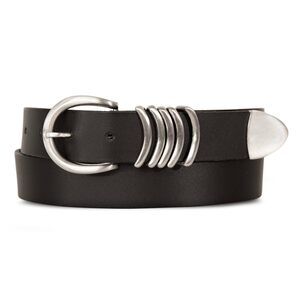 3331 Women's Leather Bold Fashion Statement Belts, Silver Keeper-black